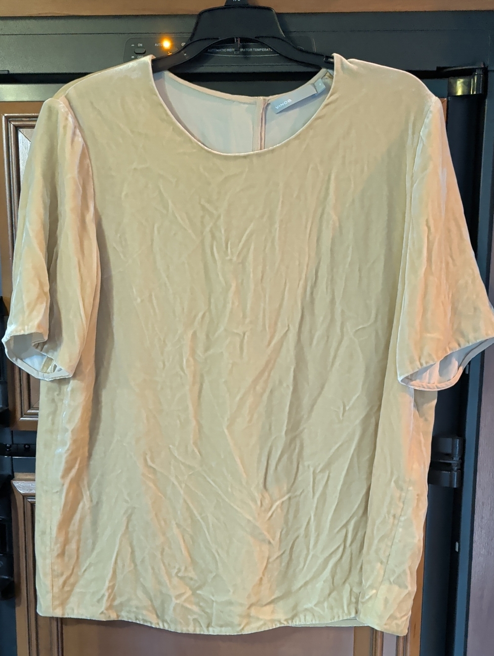 Vince Silk Blend Pale Yellow Short Sleeve Blouse